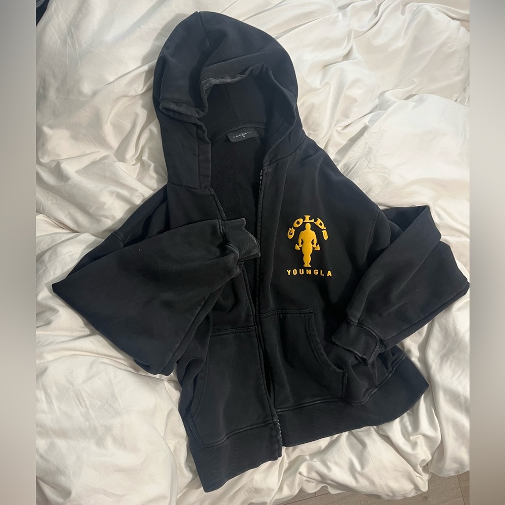YoungLA x Golds Gym Golden Era Zip Up | Men’s S |Black
